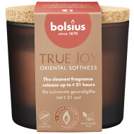 Bolsius True Joy Geurglas met Kurk - 21u Brandduur - Ø83mm - 7,6cm - Oriental Softness - Merk Bolsius - Kleur Bruin - Aantal branduren 21u - Geur Oosters