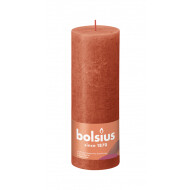 Bolsius Rustiek Stompkaars - 35u Brandduur - Ø70mm - H19cm - Earthy Orange - Merk Bolsius - Kleur Oranje - Aantal branduren 35u - Geur Ongeparfumeerd