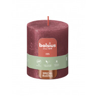 Bolsius Rustiek Stompkaars - 35u Brandduur - Ø68mm - H8cm - Summer Red - Merk Bolsius - Aantal branduren 35u - Kleur Rood - Geur Ongeparfumeerd