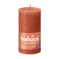 Bolsius Rustiek Stompkaars - 60u Brandduur - Ø68mm - H13cm - Earthy Orange - Merk Bolsius - Aantal branduren 60u - Geur Ongeparfumeerd - Kleur Oranje