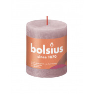 Bolsius Rustiek Stompkaars - 35u Brandduur - Ø68mm - H8cm - Ash Rose - Merk Bolsius - Geur Ongeparfumeerd - Aantal branduren 35u - Kleur Grijs,Roze