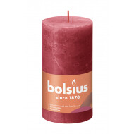Bolsius Rustiek Stompkaars - 60u Brandduur - Ø68mm - H13cm - Delicate Red - Merk Bolsius - Geur Ongeparfumeerd - Aantal branduren 60u - Kleur Rood