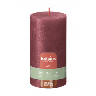 Bolsius Rustiek Stompkaars - 60u Brandduur - Ø70mm - H13cm - Summer Red - Merk Bolsius - Aantal branduren 60u