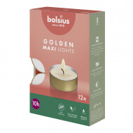 Bolsius Theelichten - 10u Brandduur - Ø60mm - Goud - 12 Stuks - Merk Bolsius - Aantal branduren 10u