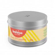 Bolsius Reis en Geur Kaars Citronella - 20u Brandduur - Ø90mm - H5cm - Zilver - Merk Bolsius - Aantal branduren 20u