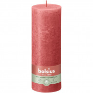 Bolsius Rustiek Stompkaars - 35u Brandduur - Ø70mm - H19cm - Blossom Pink - Merk Bolsius - Aantal branduren 35u - Geur Ongeparfumeerd - Kleur Roze