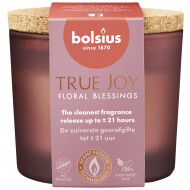Bolsius True Joy Geurglas met Kurk - 21u Brandduur - Ø83mm - 7,6cm - Floral Blessings - Merk Bolsius - Geur Bloemen - Aantal branduren 21u - Kleur Roze