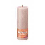 Bolsius Rustiek Stompkaars - 35u Brandduur - Ø70mm - H19cm - Misty Pink - Merk Bolsius - Kleur Roze,Grijs - Aantal branduren 35u - Geur Ongeparfumeerd
