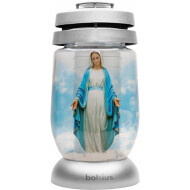 Bolsius Herdenkingslicht Maria - 36u Brandduur -  Ø11cm - H22,4cm - Zilver/Blauw - Merk Bolsius - Kleur Blauw,Zilver
