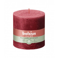 Bolsius Rustiek Stompkaars - 62u Brandduur - Ø100mm - H10cm - Delicate Red - Merk Bolsius - Aantal branduren 62u - Kleur Rood - Geur Ongeparfumeerd