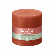 Bolsius Rustiek Stompkaars - 62u Brandduur - Ø100mm - H10cm - Earthy Orange - Merk Bolsius - Kleur Oranje - Aantal branduren 62u - Geur Ongeparfumeerd