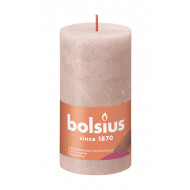 Bolsius Rustiek Stompkaars - 60u Brandduur - Ø68mm - H13cm - Misty Pink - Merk Bolsius - Geur Ongeparfumeerd - Kleur Grijs,Roze - Aantal branduren 60u