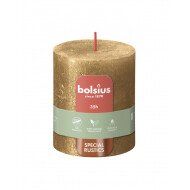 Bolsius Rustiek Stompkaars - 35u Brandduur - Ø68mm - H8cm - Summer Gold - Merk Bolsius - Geur Ongeparfumeerd - Aantal branduren 35u - Kleur Goud