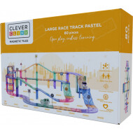 Cleverclixx Race Track Pastel Magnetische Tegels Racebaan - Incl. 2 Auto's - 80 stuks - Merk Cleverclixx - Leeftijd vanaf 3 jaar
