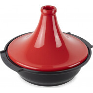 Peugeot Atlas Tajine - Couvercle Céramique - 4,7L - Ø30x23cm - Aluminium - Rouge - Marque Peugeot Saveurs - Convient pour Toutes sources de chaleur