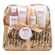 Mellow Splendor Ensemble de Soins avec Trousse de Maquillage - 21,7x22,3x6cm - Or - 5 Pièces