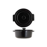 Onyx Ovenpotje - Ø13x7cm - Aardewerk - Zwart - Kleur Zwart - Materiaal Aardewerk