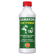 Chemiekor Sanakor Sanitairreiniger met Ontkalkende Werking - 0,5L - Merk Chemiekor - Waarschuwingen (H-zinnen) H314: Veroorzaakt ernstige brandwonden en oogletsel.,H290: Kan bijtend zijn voor metalen.,H335: Kan irritatie van de luchtwegen veroorzaken. - P