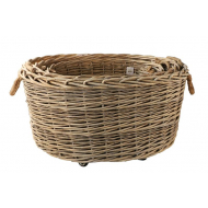 Panier de Rangement en Osier - Sur Roulettes - Ovale - XL - Gris/Naturel - Marque DDD