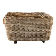 Rieten Opbergmand - Rechthoekig - Large - Grijs/Naturel - Merk DDD - Type opbergmateriaal Mand - Kleur Naturel,Grijs