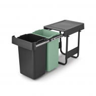 Brabantia Sort & Go Inbouwemmers D - Met Ophangframe - 2x15L - Jade Groen en Donkergrijs - Merk Brabantia - Inhoud 15 l - Kleur Groen,Donkergrijs