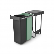 Brabantia Sort & Go Poubelles Encastrables L - Cadre de Fixation - 2x30L - Vert Jade et Gris Foncé - Marque Brabantia - Couleur Gris foncé,Vert - Contenu 30 l
