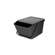 Brabantia Sort & Go Stapelbare Afvalemmer - 20L - Donkergrijs - Merk Brabantia - Inhoud 20 l - Kleur Donkergrijs