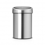 Brabantia Touch Bin Poubelle A - Avec Fixation Murale - Fingerprint Proof - 3L - Acier Mat - Marque Brabantia - Couleur Acier - Contenu 3 l