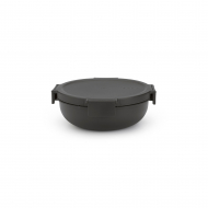 Brabantia Make & Take Boîte à Salade Ronde - Compartiments + Vinaigrette - 1,3L - Gris Foncé - Marque Brabantia - Matériel Matière plastique - Couleur Gris foncé