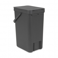 Brabantia Sort & Go Afvalemmer D - Met Muurbevestiging - 16L - Grijs - Merk Brabantia - Inhoud 16 l - Kleur Grijs