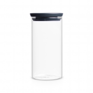 Brabantia Boîte à Provisions Empilable - Rond - 1,1L - Ø10,4x20,2cm - Verre - Gris Foncé - Marque Brabantia - Couleur Gris foncé - Matériel Verre
