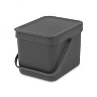Brabantia Sort & Go Afvalemmer S - Met Muurbevestiging - 6L - Grijs - Merk Brabantia - Kleur Grijs - Inhoud 6 l