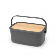 Brabantia Nic Boîte à Pain - Avec Couvercle en Bambou - 16,3x25,5x39,5cm - Gris Foncé - Marque Brabantia - Matériel Polypropylène,Bambou - Couleur Gris foncé