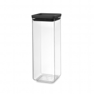 Brabantia Tasty+ Boîte à Provisions Empilable Carré - 2,5L - 11,1x11,1x29,6cm - Gris Foncé - Marque Brabantia - Matériel Matière plastique - Couleur Gris foncé