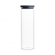 Brabantia Boîte à Provisions Empilable - Rond - 1,9L - Ø10,4x32,1cm - Verre - Gris Foncé - Marque Brabantia - Matériel Verre - Couleur Gris foncé
