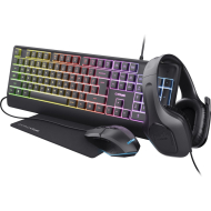 Trust GXT 792 Quadrox Pack Gaming 4-en-1 - Clavier/Souris/Casque/Tapis - Qwerty