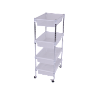 Chariot avec 4 plateaux blanc 93 cm - Marque DDD - Options Sur roues