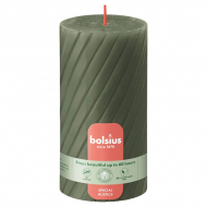 Bolsius Stompenkaars Rustiek Twisted- 60h Brandduur - Ø68mm - 13cm - Fresh Olive - Merk Bolsius - Aantal branduren 60u