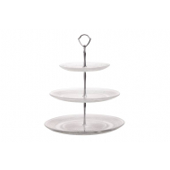 Cosy&Trendy Retro Etagere Met 3 Niveaus - Ø18-25-29x34cm - Glas - Wit - Merk Cosy & Trendy - Materiaal Glas - Kleur Wit