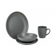 Cosy&Trendy Viva Grey Service de Table- Grès - Gris - 16 Pièces - Marque Cosy & Trendy - Matériel Poterie - Couleur Gris