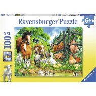 Ravensburger Puzzle Rassemblement d’Animaux - Dès 6 ans - 100 XXL pièces - Age à partir de 6 ans