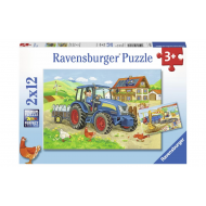 Ravensburger Puzzle Sur le Chantier et à la Ferme - Dès 3 ans - 2x12 pièces - Age à partir de 3 ans