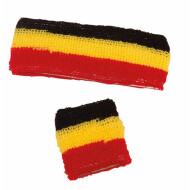 Zweetbandjes België - 2 Stuks - Zwart/Geel/Rood