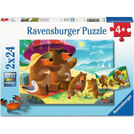 Ravensburger Puzzle Famille Ours en Vacances - À partir de 4 ans - 2x24 pièces - Age à partir de 4 ans