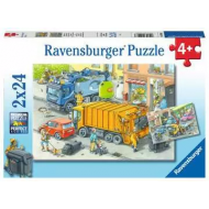 Ravensburger Puzzle Camion-Poubelle et Remorque - Dès 4 ans - 2x24 pièces - Age à partir de 4 ans