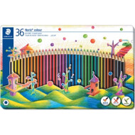 Staedtler Noris Crayons de Couleur - Ètui Métal - 36 pièces - Marque Staedtler - Dureté crayon 2B - Type d'écriture Crayon de couleur