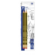 Staedtler Noris Crayons Graphites avec Embout Gomme - HB - 3 pièces - Marque Staedtler - Dureté crayon HB - Type d'écriture Crayon général