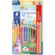 Staedtler Noris Jumbo Crayons de Couleur - Taille-Crayon Inclus - 12 pièces - Marque Staedtler - Type d'écriture Crayon de couleur
