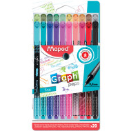 Maped Graph'Peps Fijnschrijvers - Kunststoffen Etui - 0,4mm - 20 stuks - Merk Maped - Type schrijfgerief Fineliner - Kleur Multicolor