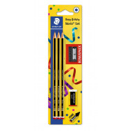 Staedtler Noris Set Crayons Graphites - Taille-Crayon et Gomme Inclus - 5 pièces - Marque Staedtler - Type d'écriture Crayon général - Dureté crayon HB